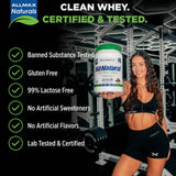 ALLMAX polvo textura fina en primer plano que facilita mezcla rápida sin grumos