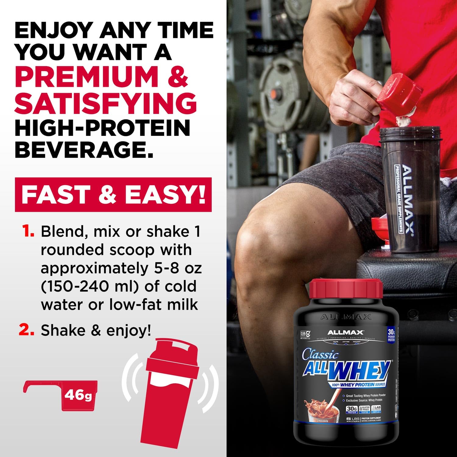 ALLMAX cierre Scoop Lock y cuchara medidora para porciones precisas y fresco