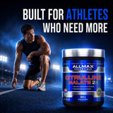 ALLMAX polvo disolviéndose en vaso destacando rápida mezcla y claridad