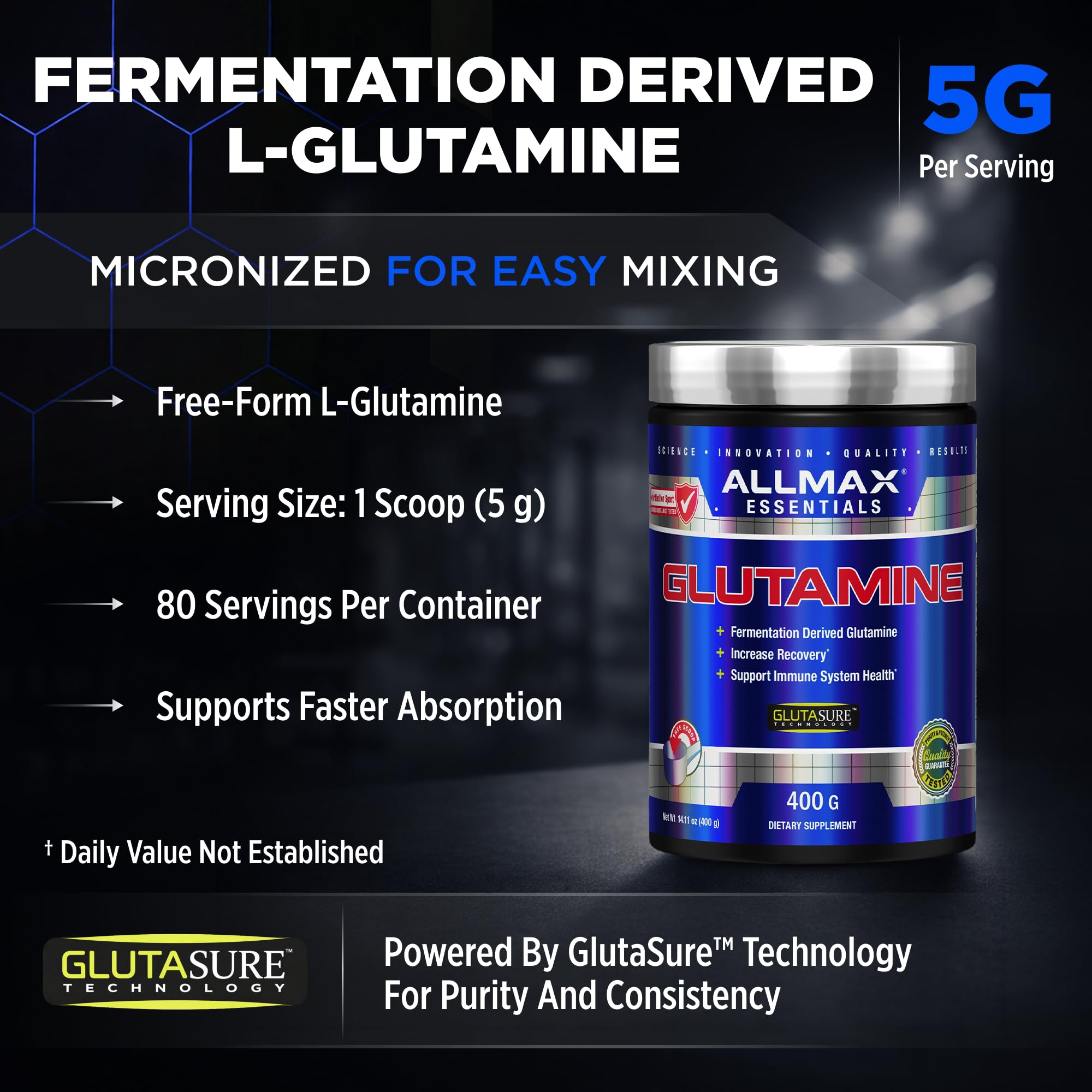 ALLMAX textura de polvo ultrafino que facilita la disolución y mezcla rápida