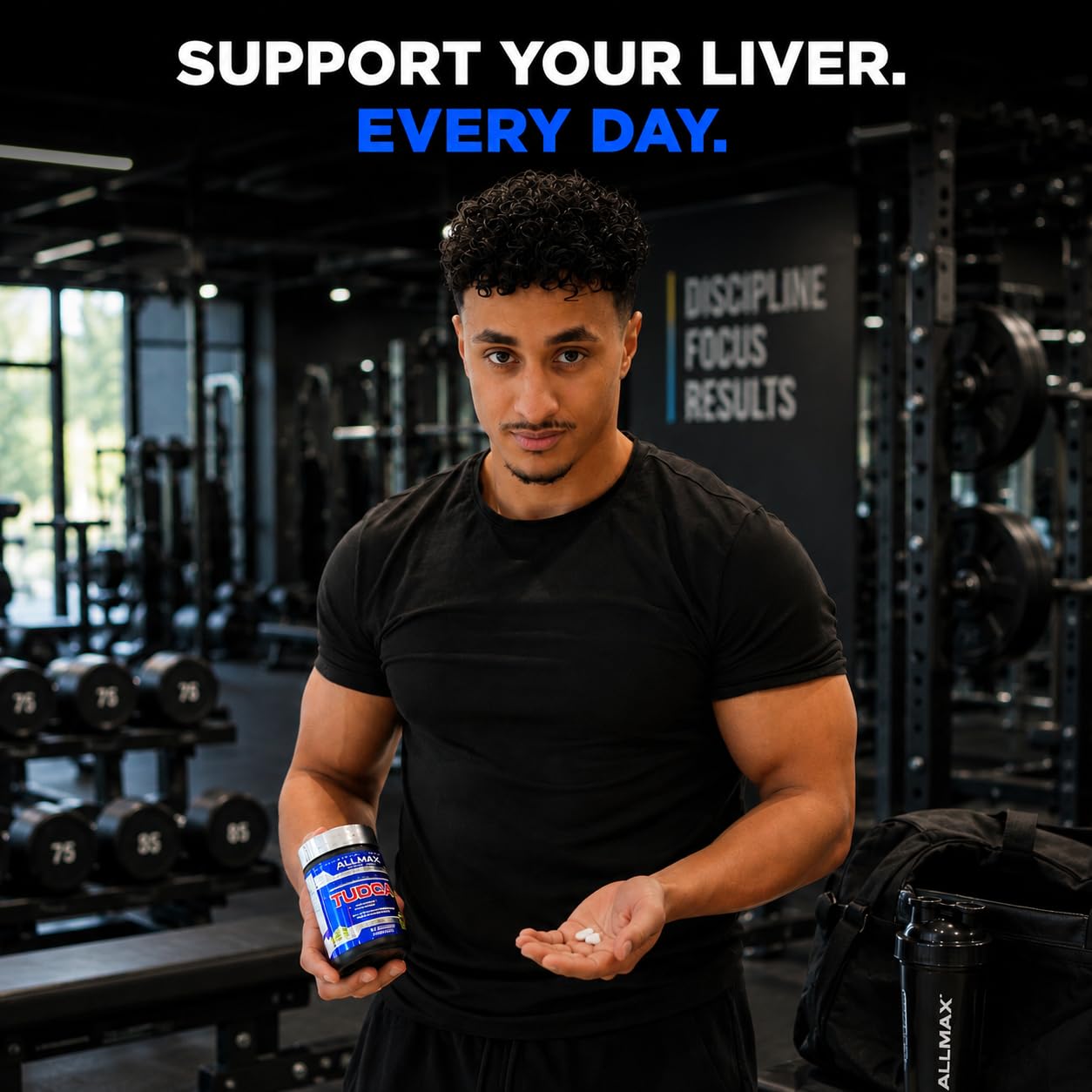 ALLMAX etiqueta con lista de ingredientes y dosis, beneficio transparencia de calidad