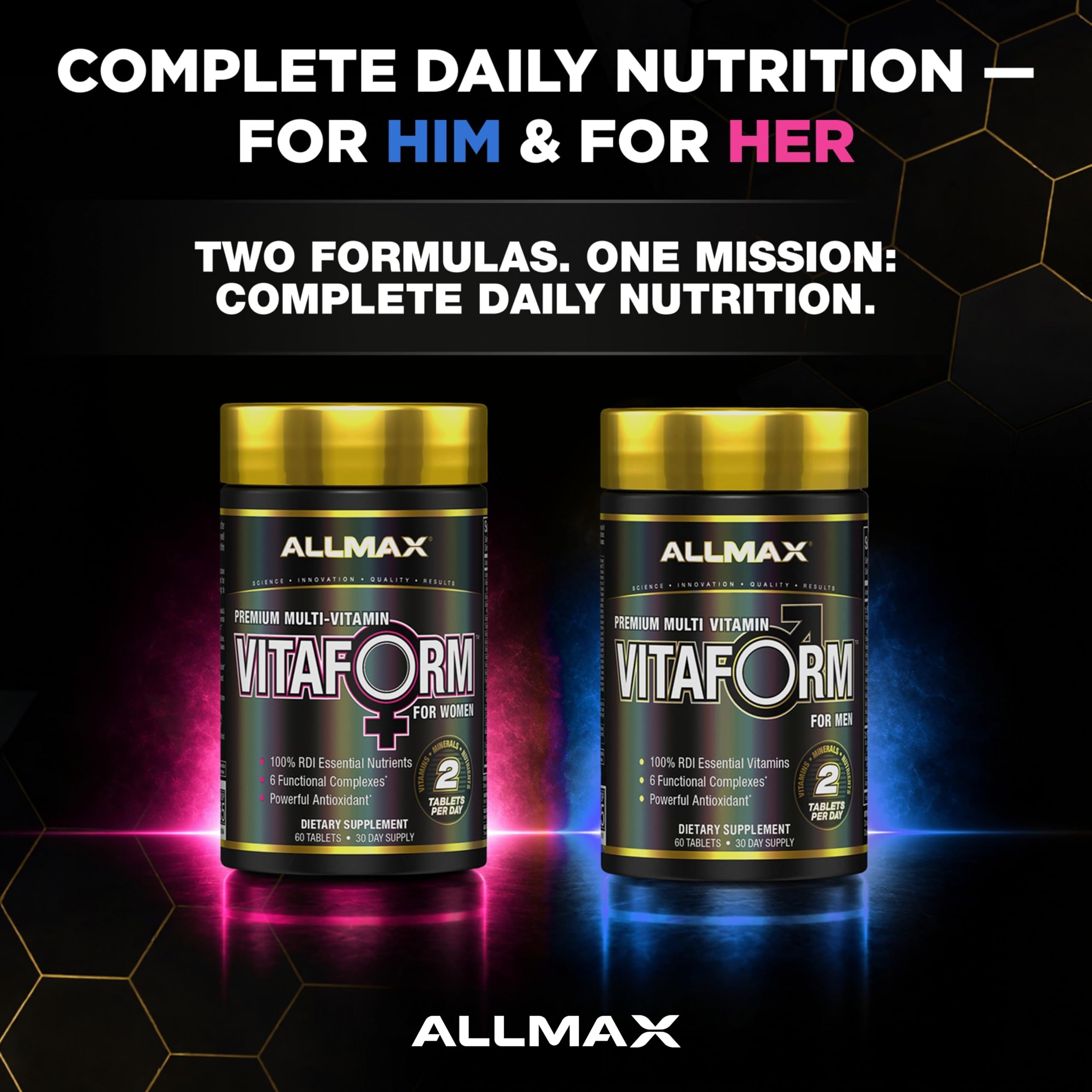 ALLMAX Vitaform comparación de tamaño junto a una regla para referencia de dosis