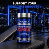 ALLMAX cápsula en primer plano ilustra tamaño y recubrimiento vegano fácil de tragar