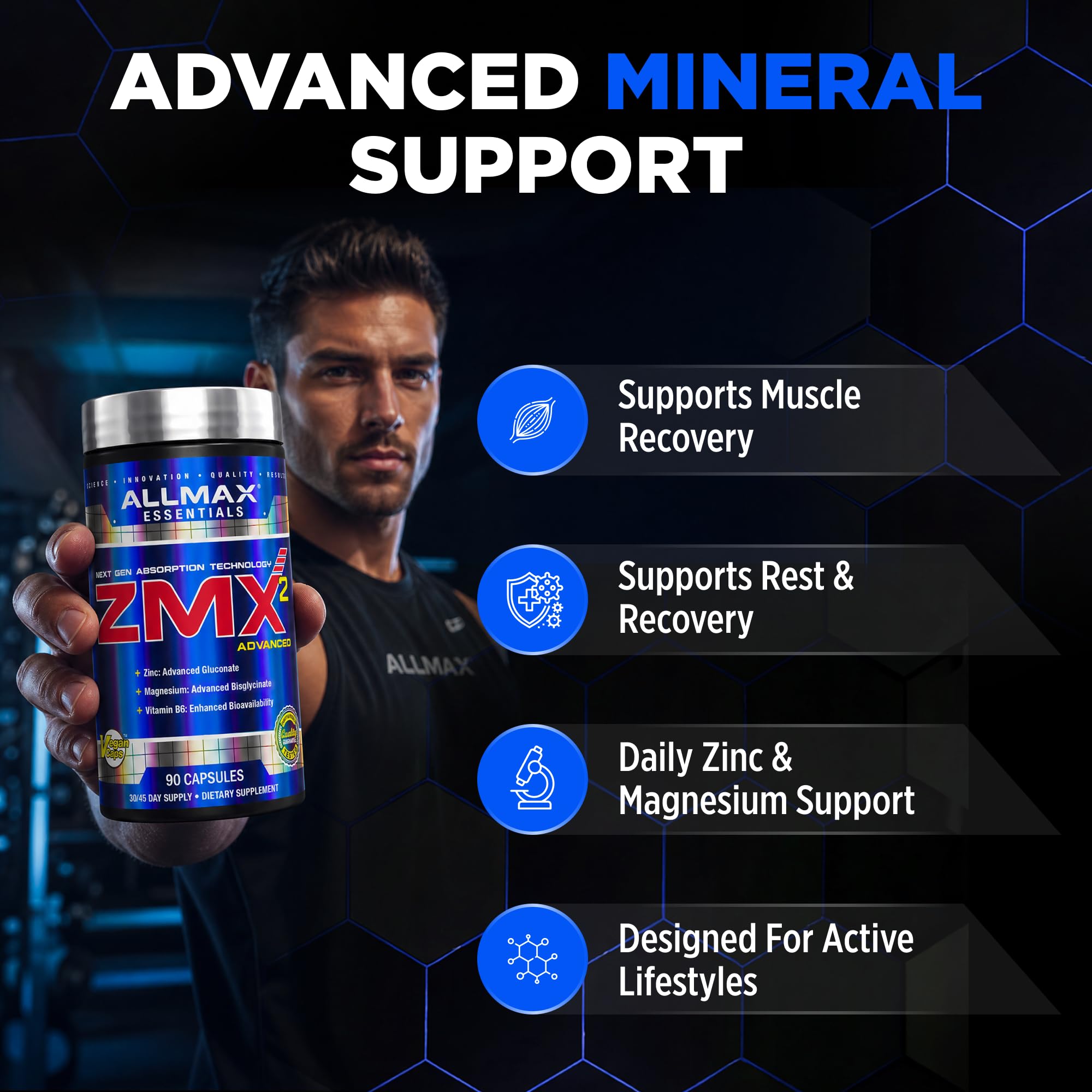 ALLMAX textura del polvo de ingredientes cerca, demostrando aspecto de calidad y pureza