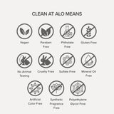 Alo etiqueta con instrucciones y beneficios para uso seguro