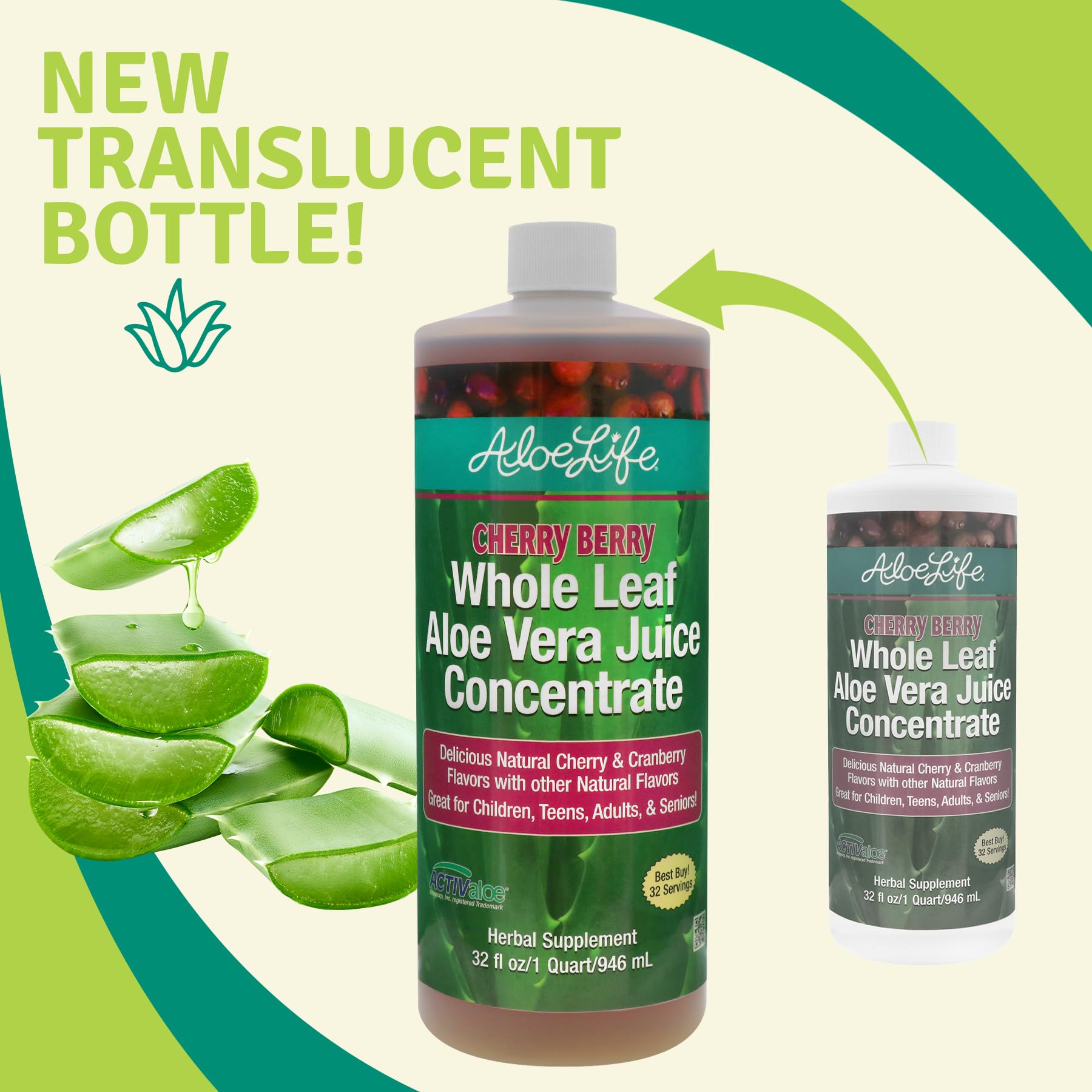 Aloe Life botella abierta vertiendo jugo que facilita hidratación diaria