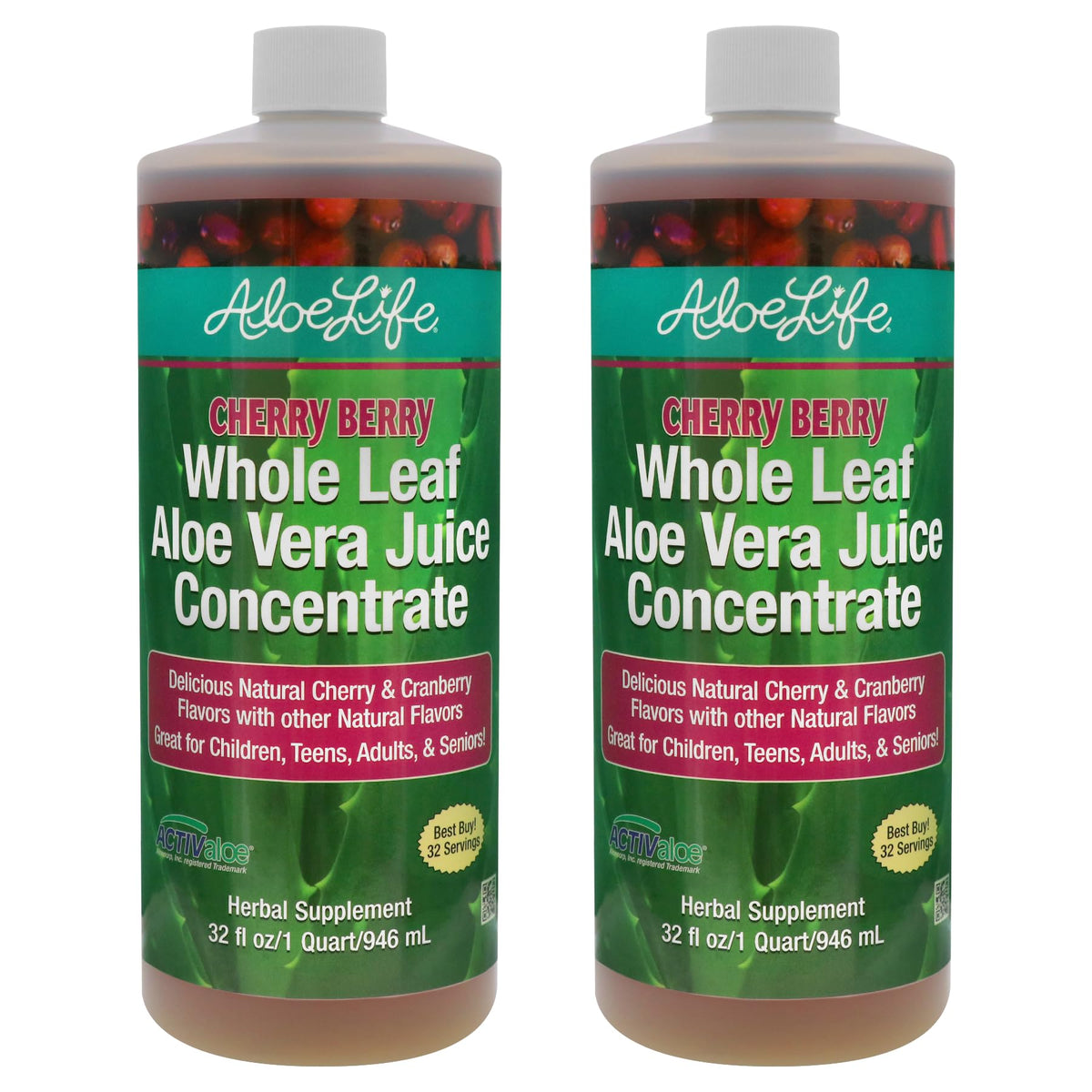Aloe Life frontal del pack de 32 oz mostrando diseño y beneficio orgánico