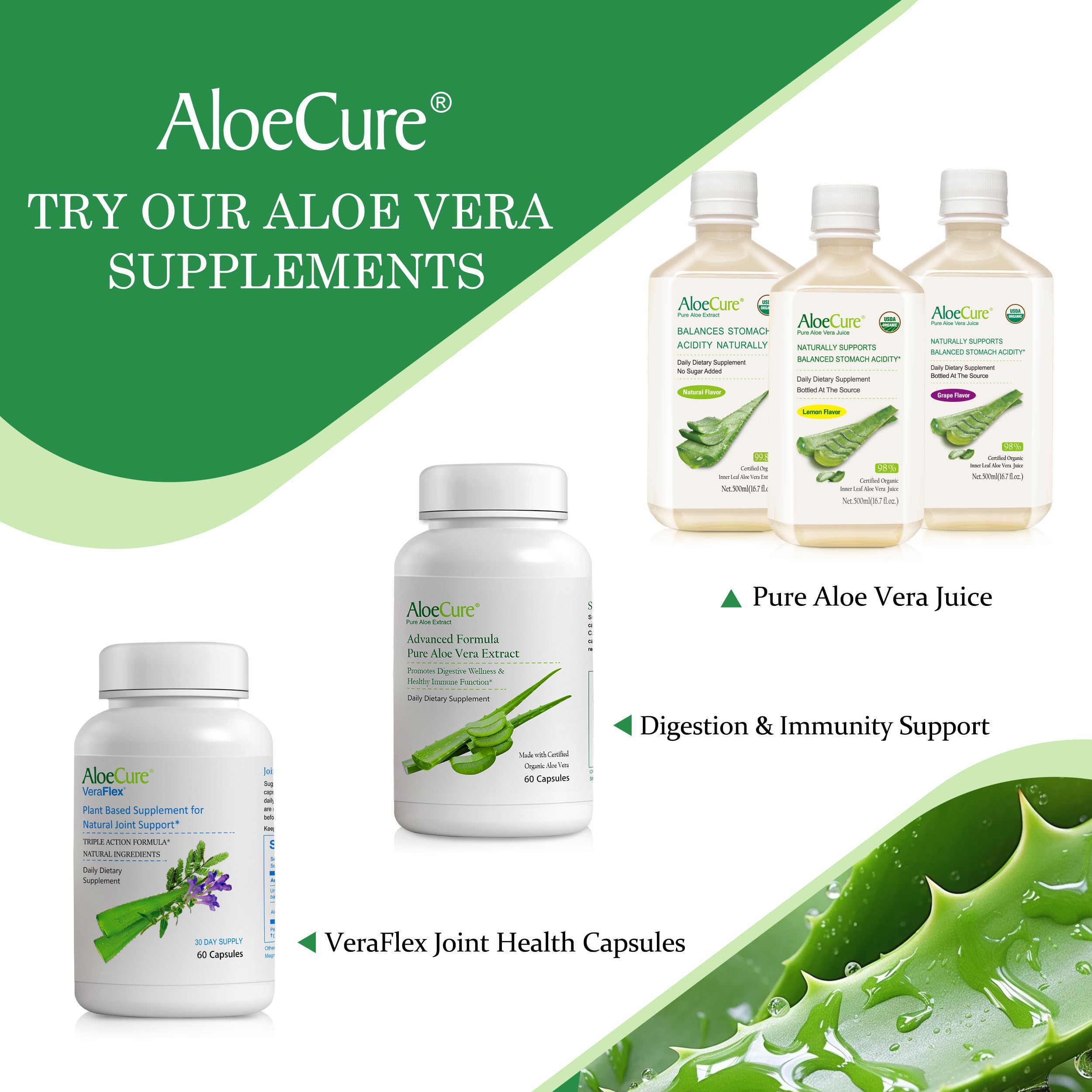 AloeCure embalaje con dos botellas, ideal para ahorro y consumo prolongado