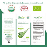 AloeCure etiqueta con certificados USDA y ECOCERT que garantizan calidad