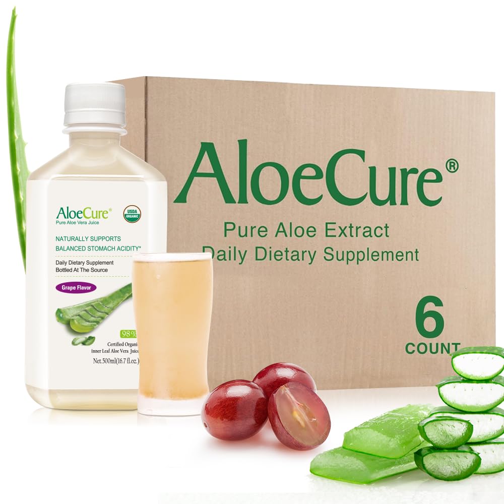 AloeCure frontal del paquete mostrando botella y sello orgánico para confianza