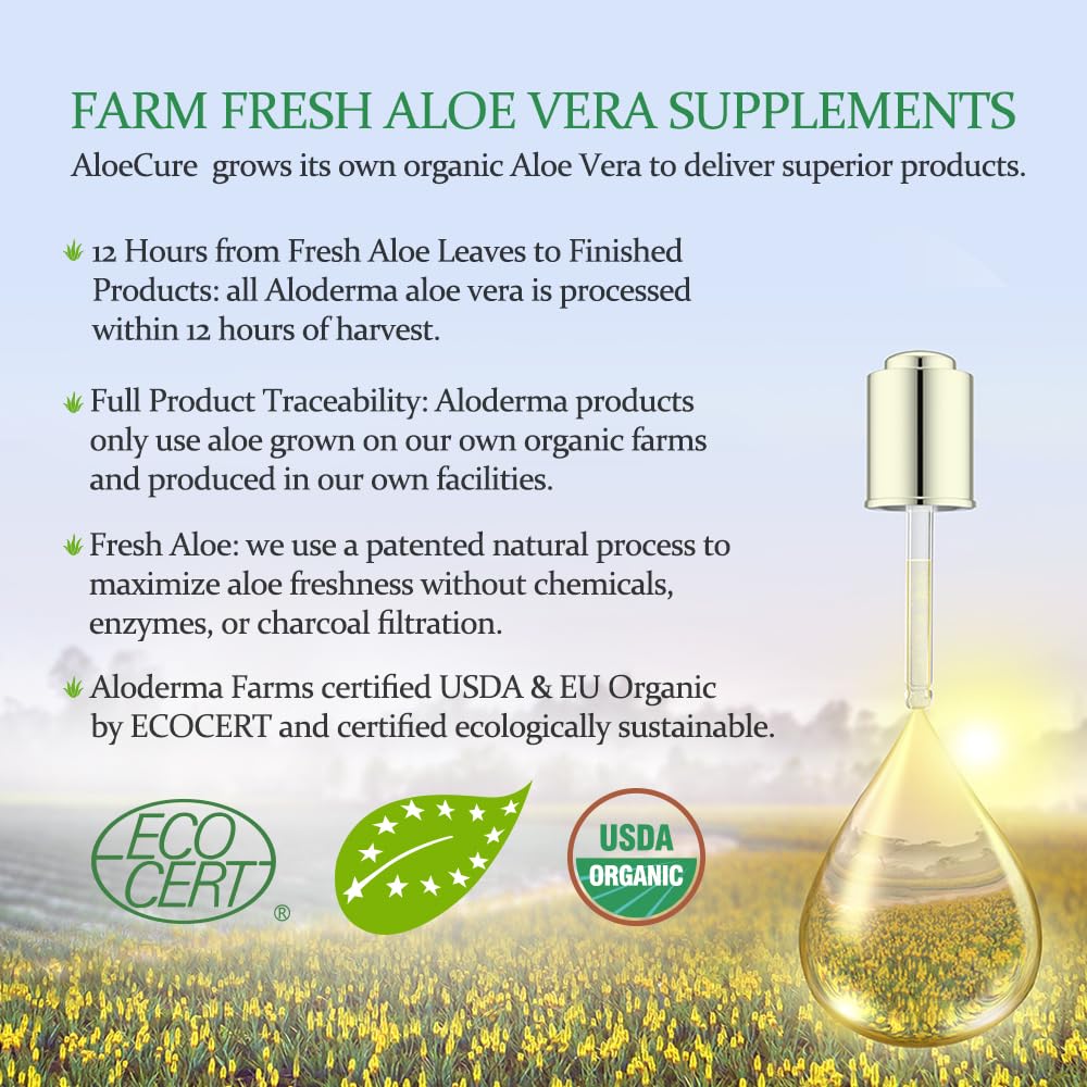 AloeCure ingredientes: hojas de aloe y uvas orgánicas que muestran origen natural