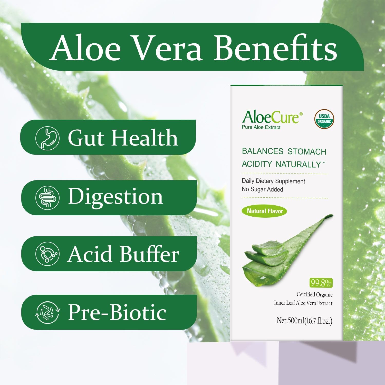 AloeCure gel interior en primer plano para ver textura y frescura
