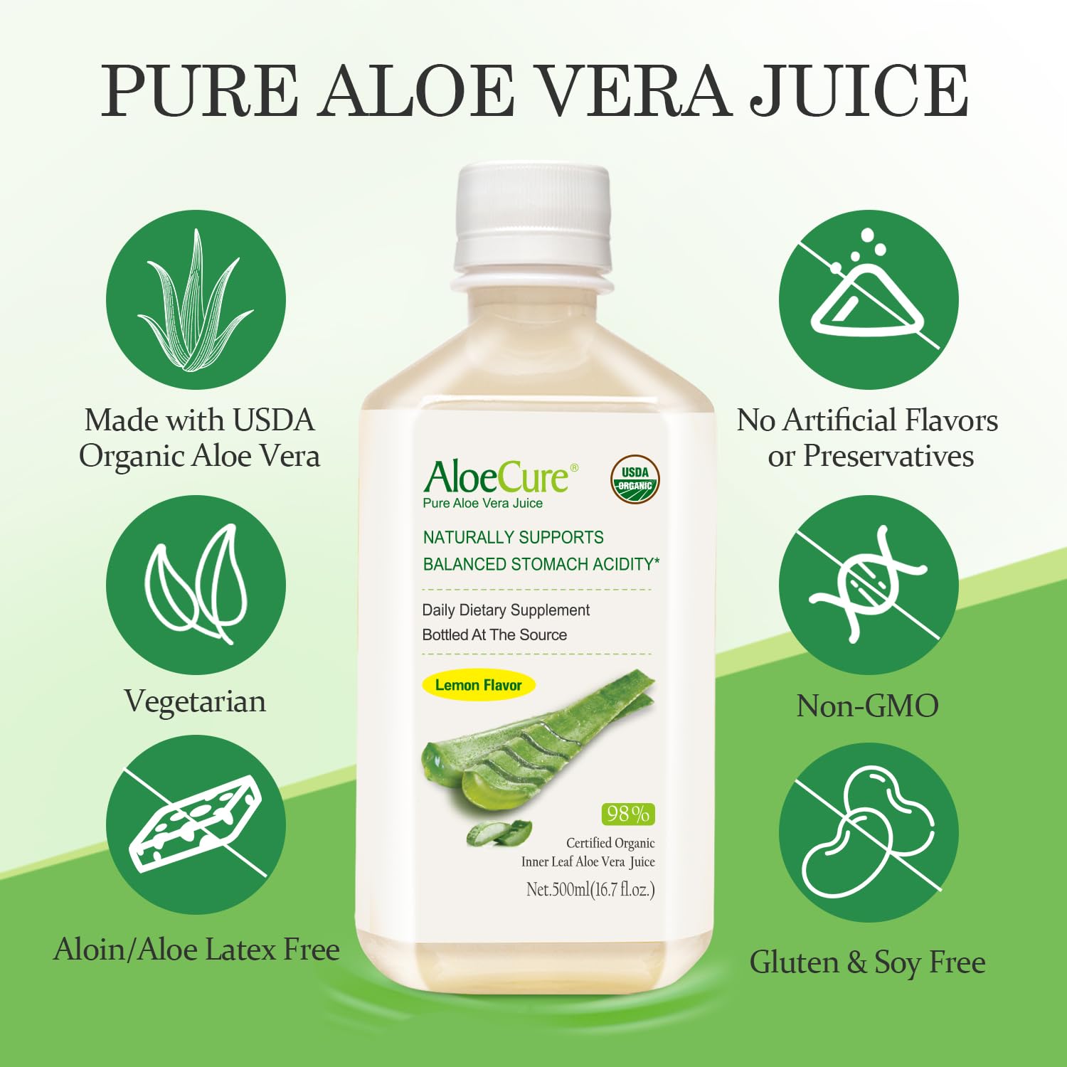 AloeCure textura del gel interno de aloe para mostrar pureza y calidad