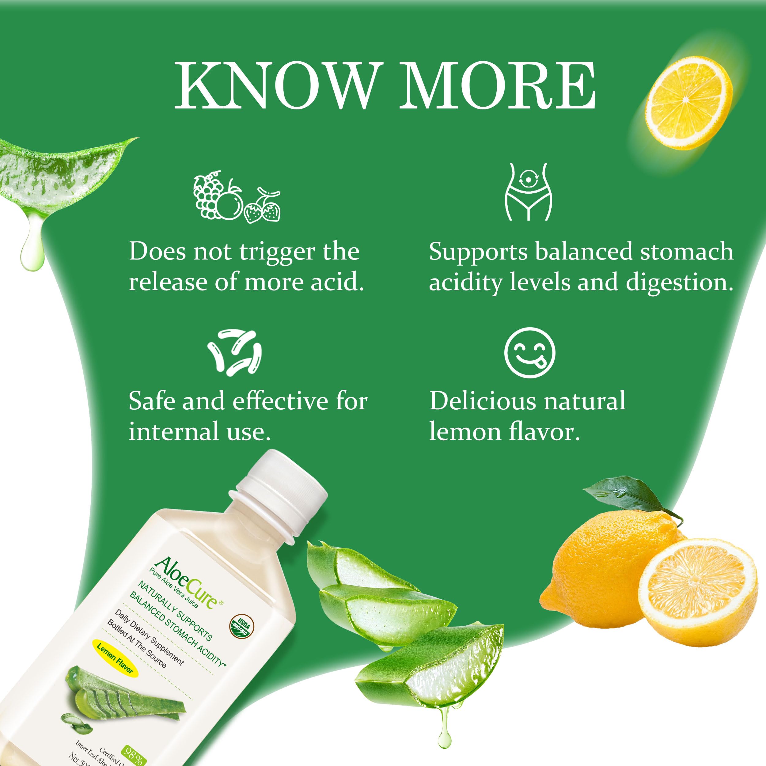 AloeCure vaso con jugo concentrado limón, beneficio hidratación natural