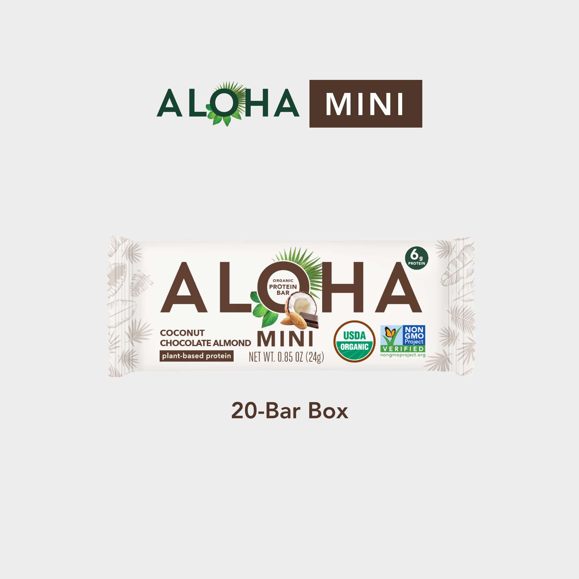 ALOHA persona comiendo una barrita mientras camina, energía rápida y saludable