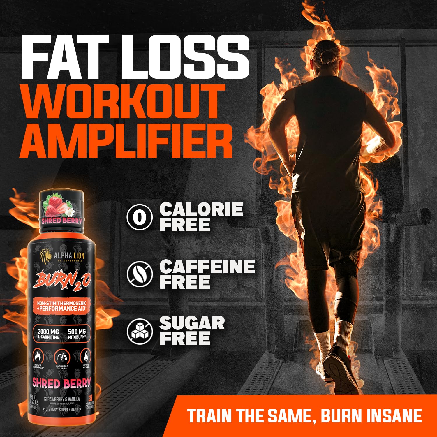 ALPHA LION shot Burn2O en mano listo para tomar como pre-entreno práctico