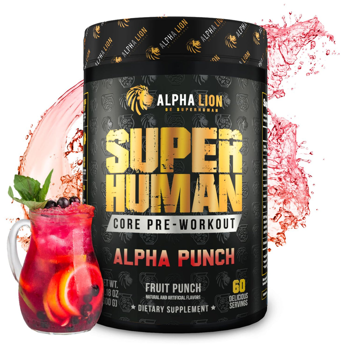 ALPHA LION frente del envase mostrando el diseño y el sabor Alpha Punch