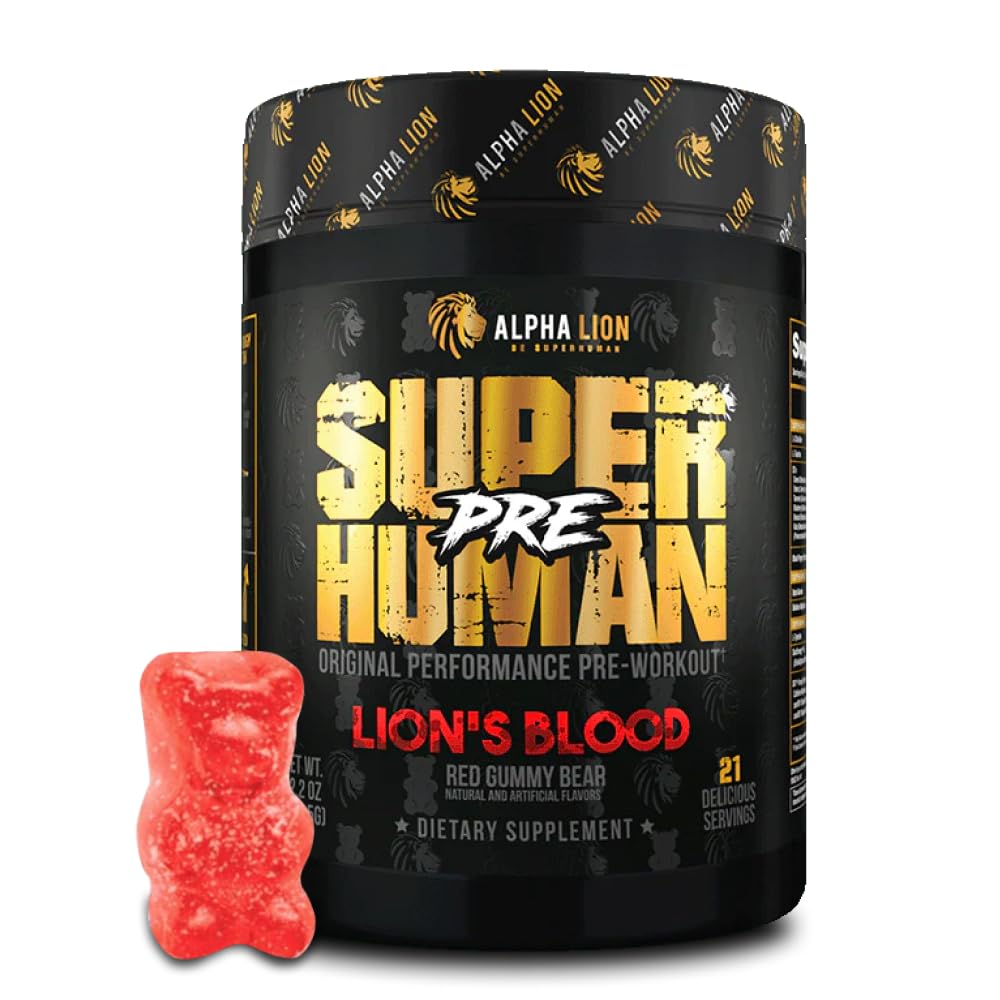 ALPHA LION frontal del envase sabor Lion's Blood mostrando diseño y beneficios