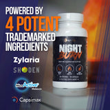 ALPHA LION cápsula en mano Night Burn muestra tamaño y dosificación