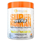 ALPHA LION Superhuman Intra frasco frontal con etiqueta transparente y beneficios visibles