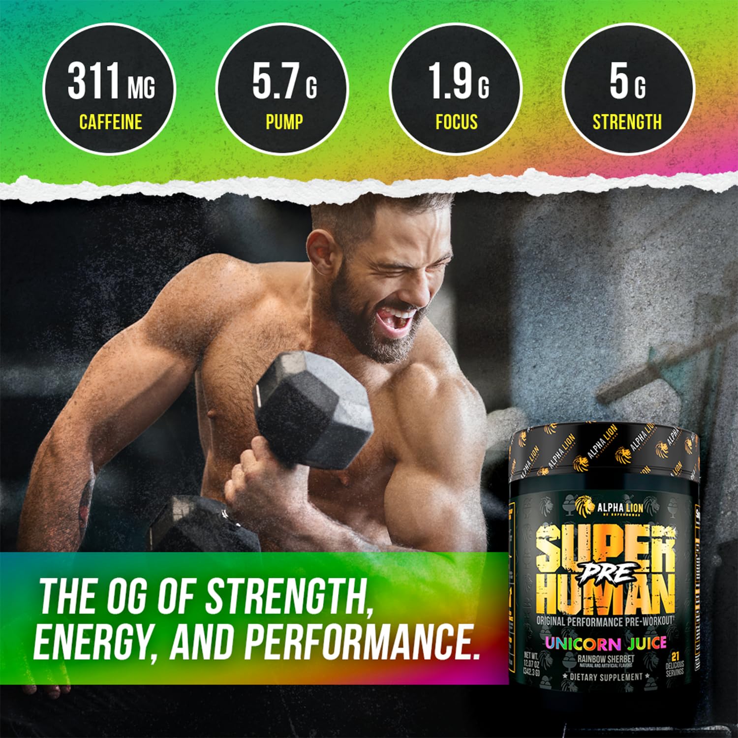 ALPHA LION vaso con mezcla listo para beber, energía sostenida antes del entrenamiento