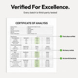 Alpha Nutrients certificado de pruebas de terceros garantizando pureza