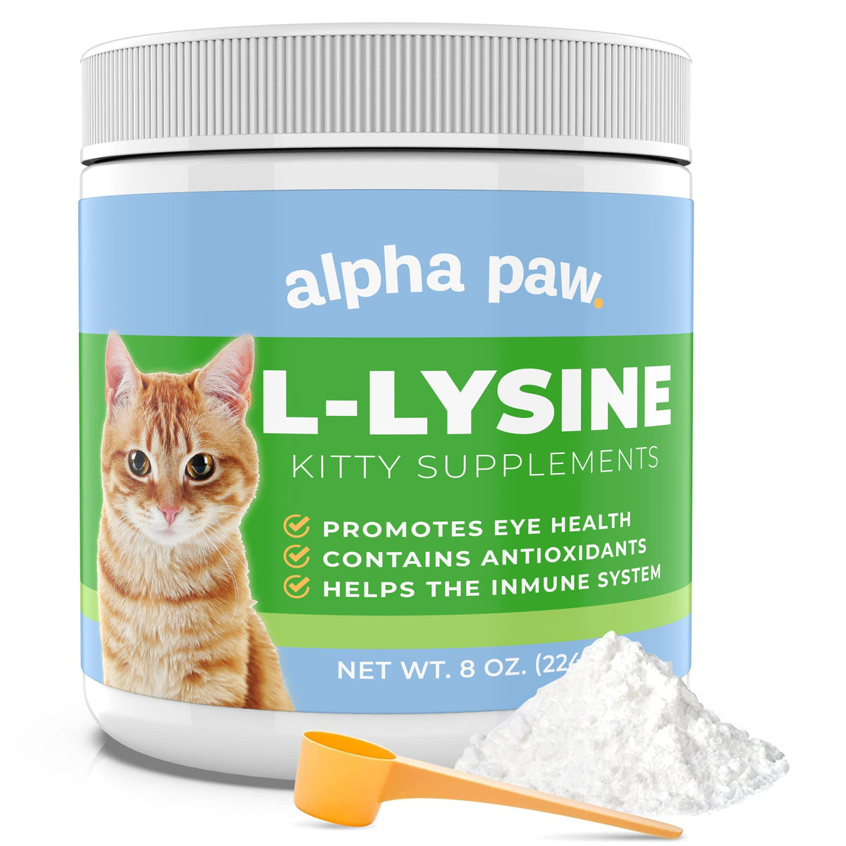 Alpha Paw frasco adelante mostrando envase y marca, facilita identificación