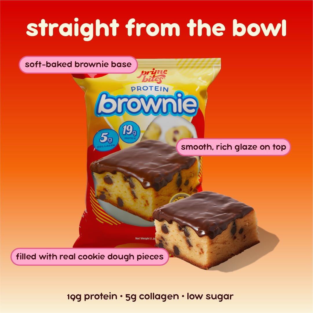 Alpha Prime brownie en mano lista para comer, práctico y portable
