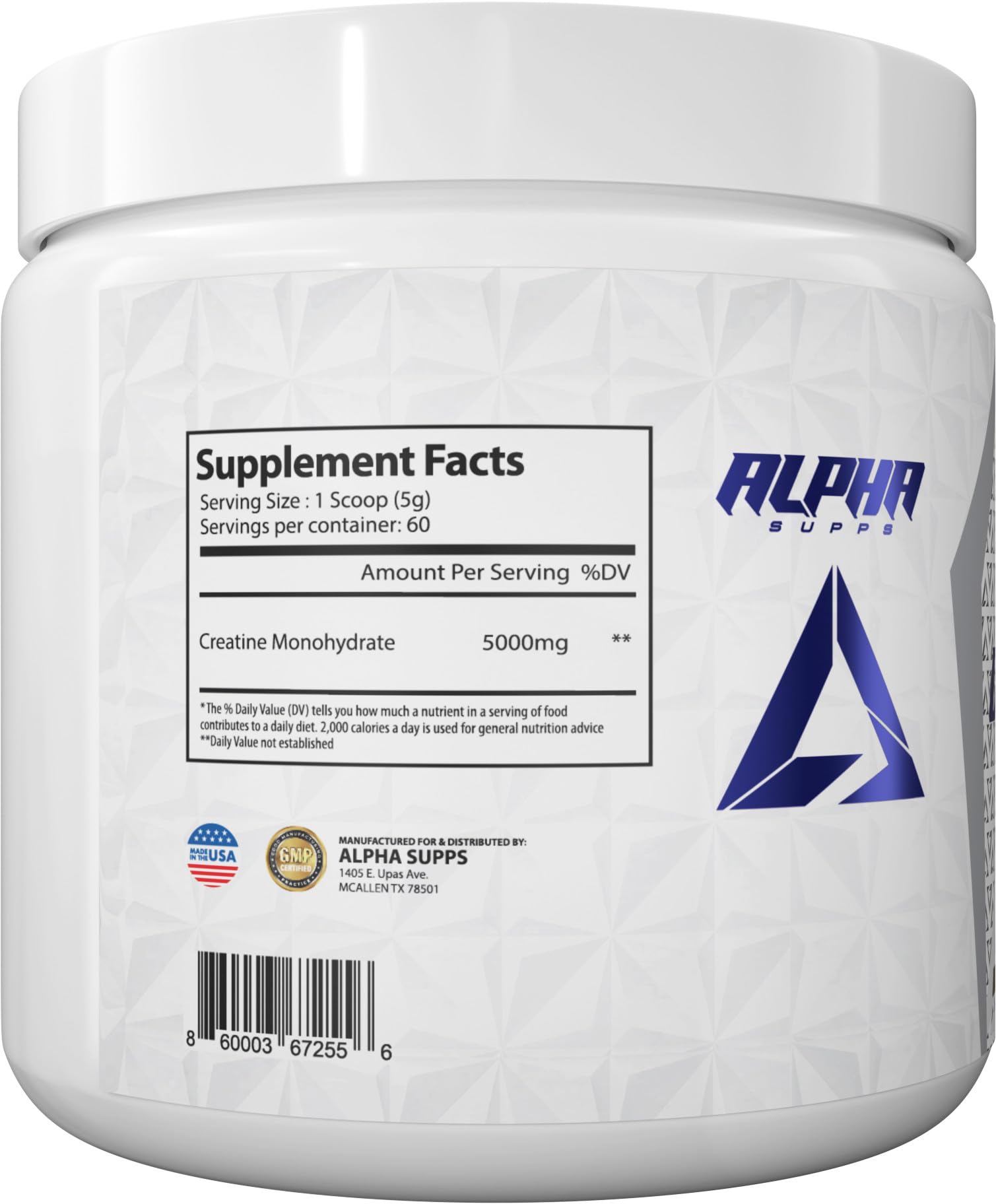 Alpha Supps polvo micronizado en primer plano, textura fina y fácil disolución