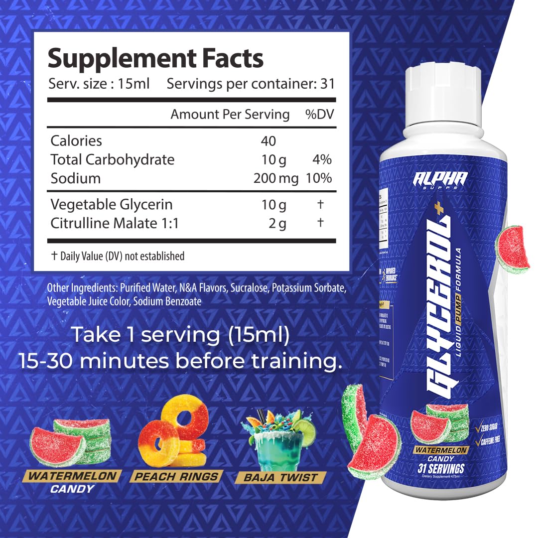 Alpha Supps close-up del líquido para ver textura y facilidad de mezcla