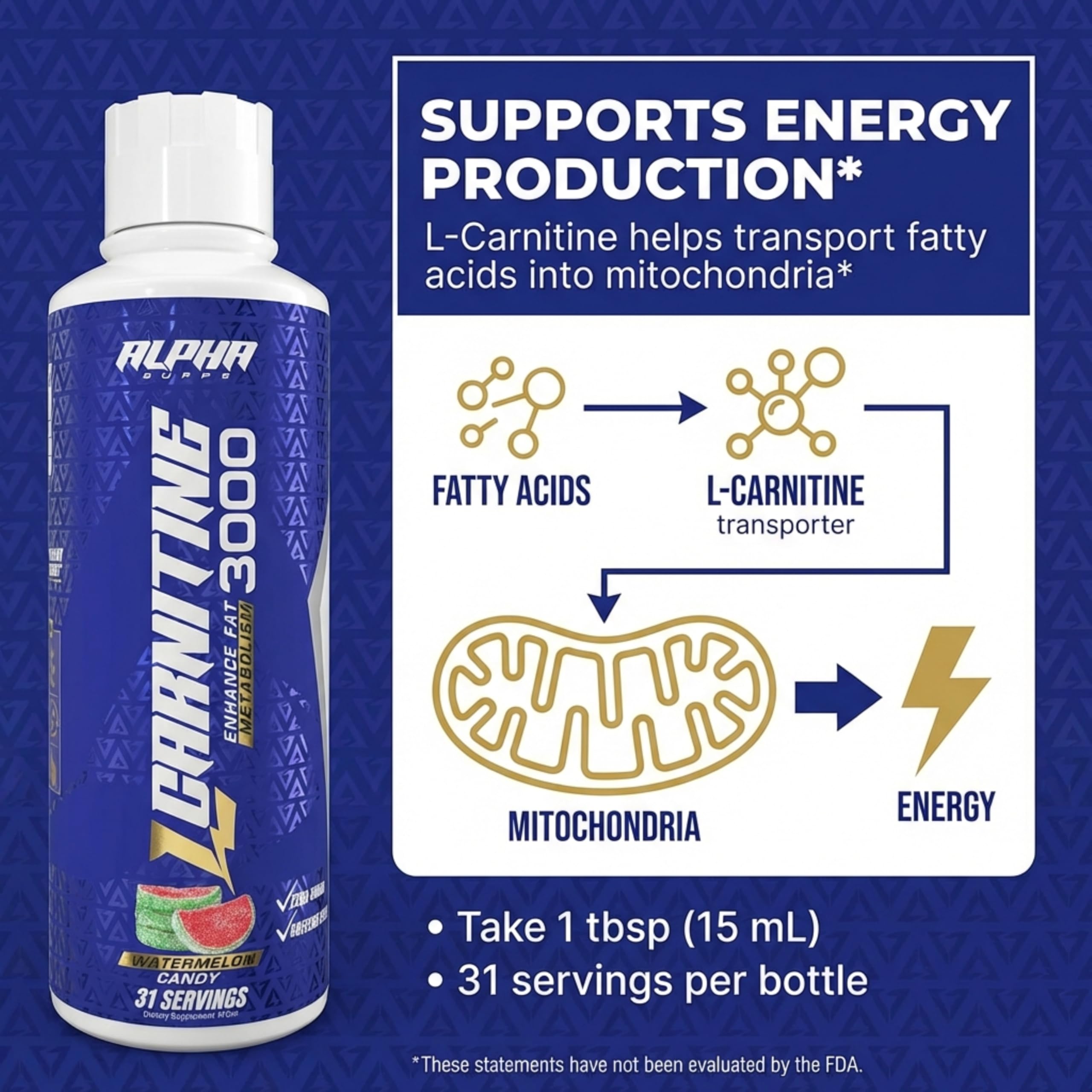 Alpha Supps cucharada con 3000 mg por porción para dosificación precisa