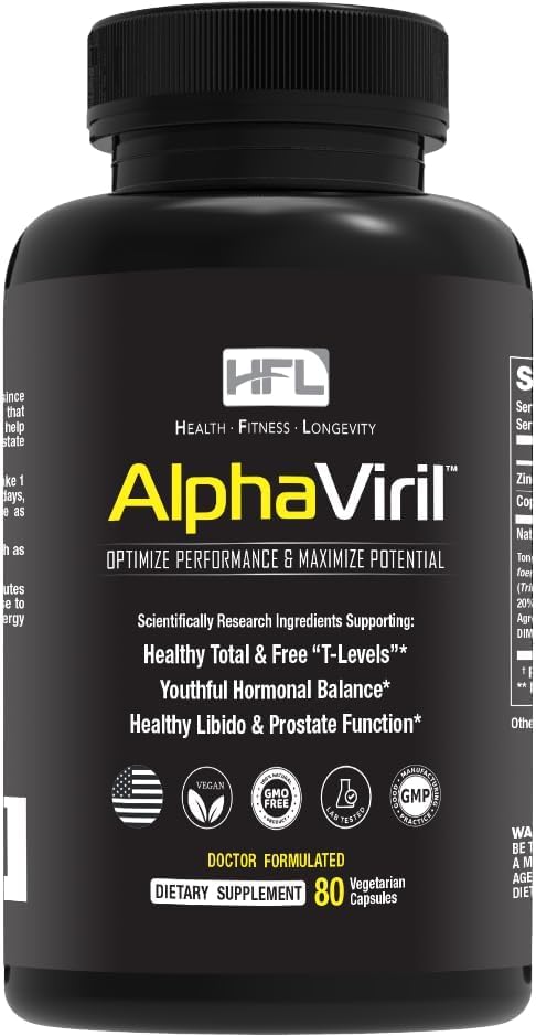 AlphaViril vista frontal del envase mostrando ingredientes clave y beneficios
