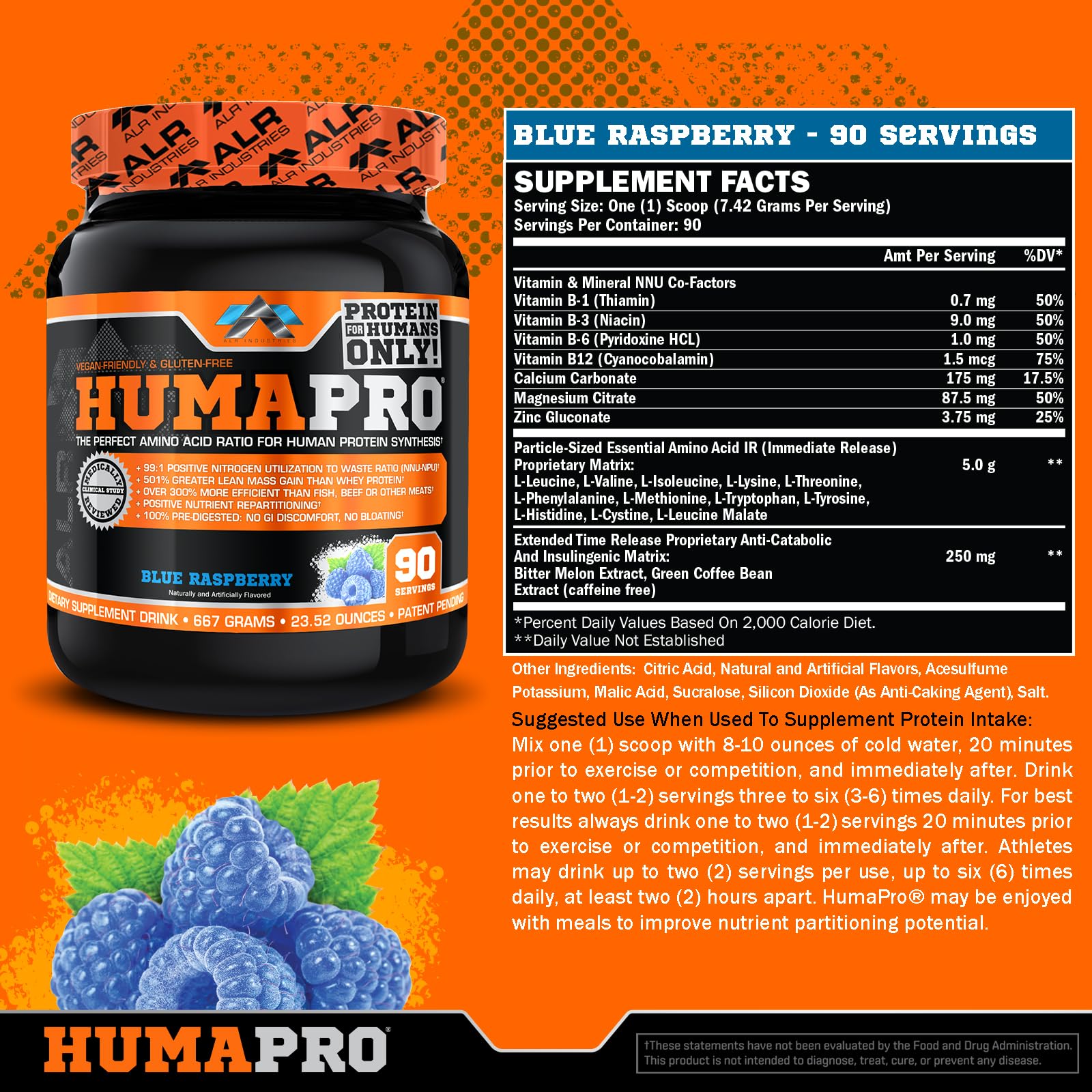 ALR Industries HumaPro primer plano del polvo textura fina de fácil disolución