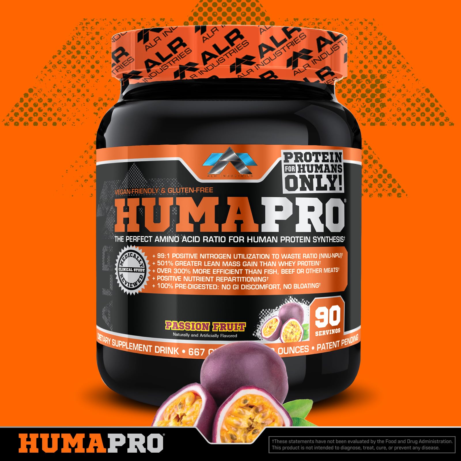 ALR Industries vaso listo con HumaPro sabor passion fruit, recuperación rápida y refrescante