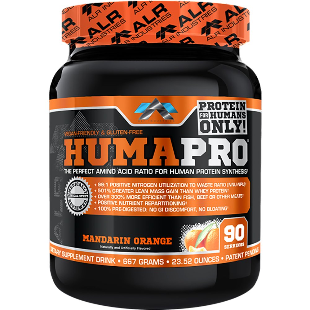 ALR Industries frasco HumaPro sabor mandarina, presentación clara y beneficios visibles