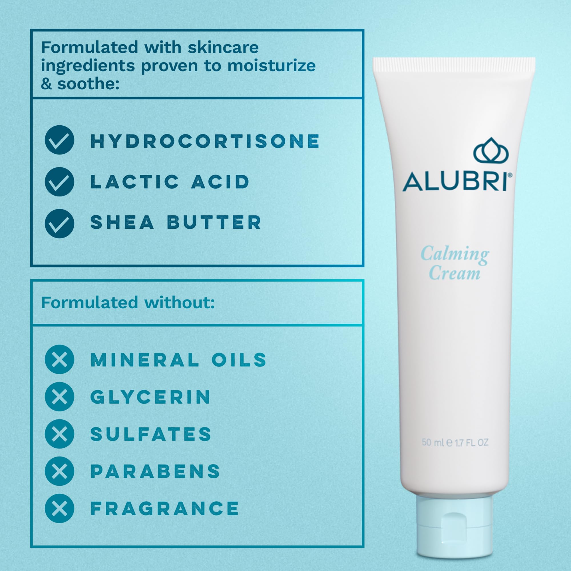 Alubri etiqueta con ingredientes y beneficios para piel sensible