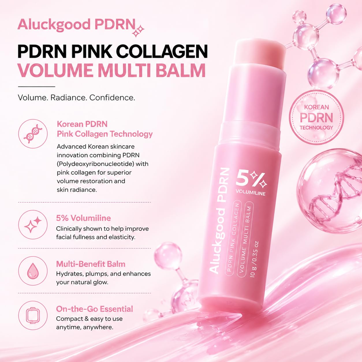 Aluckgood Pdrn aplicación en cuello y frente para suavizar arrugas