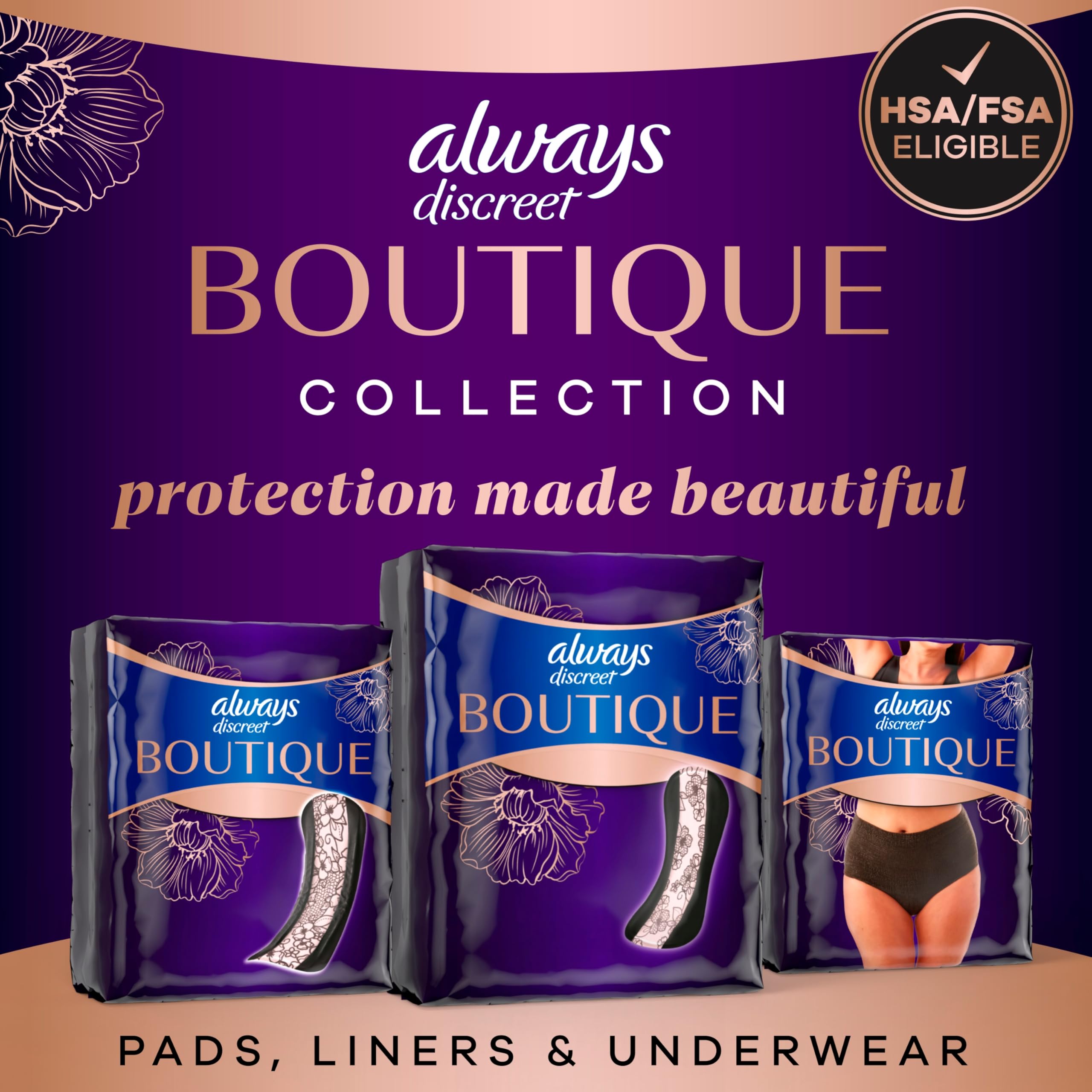 Always Discreet protector guardado en bolso, portabilidad para días fuera
