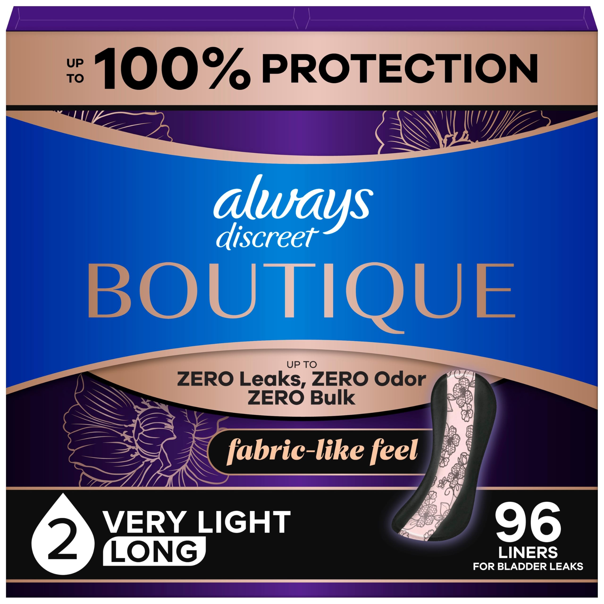 Always Discreet paquete frontal mostrando cantidad y talla, confianza inmediata