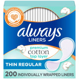 Always empaque frontal mostrando 200 unidades y beneficio de protección diaria
