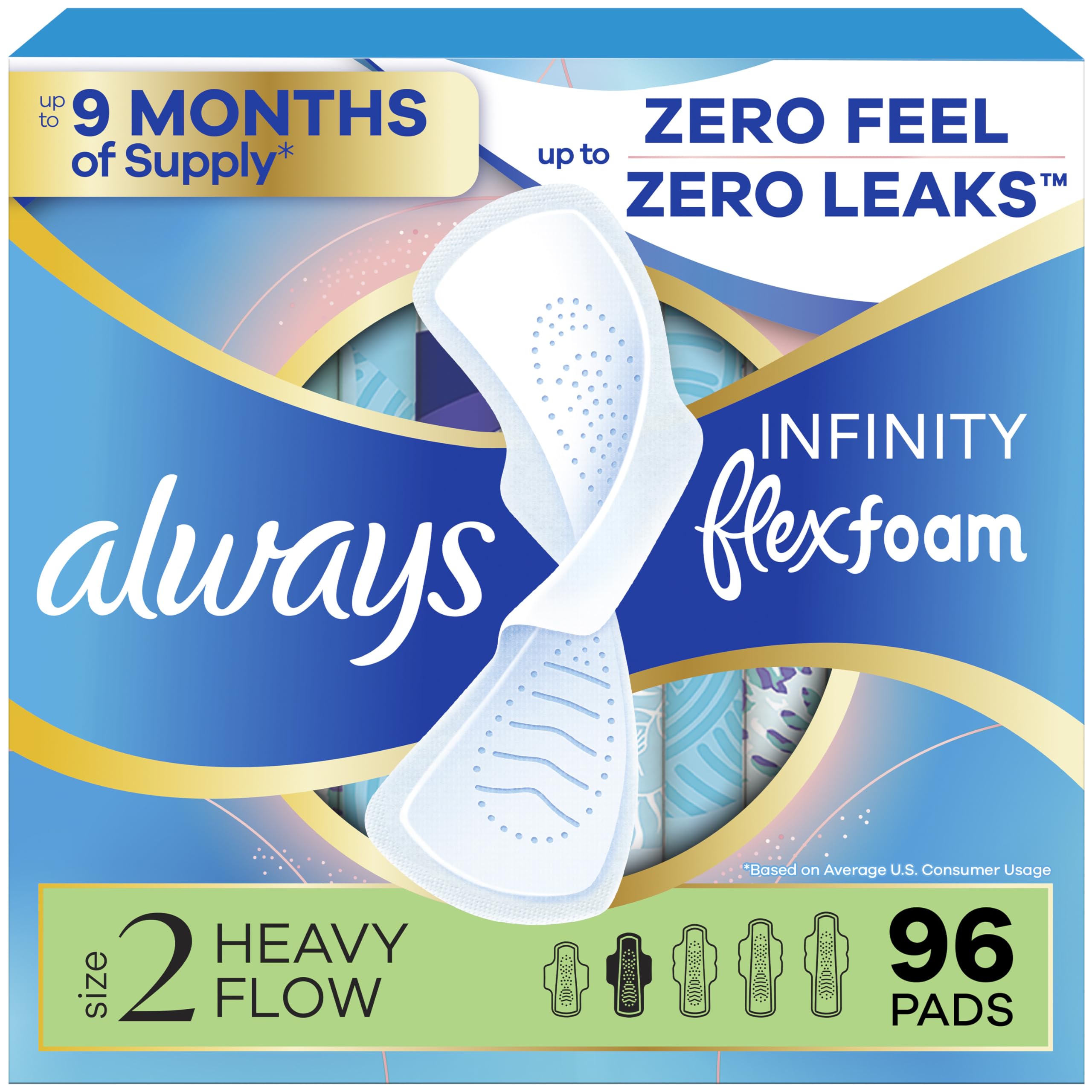 Always Infinity frente del paquete mostrando 96 unidades y beneficios