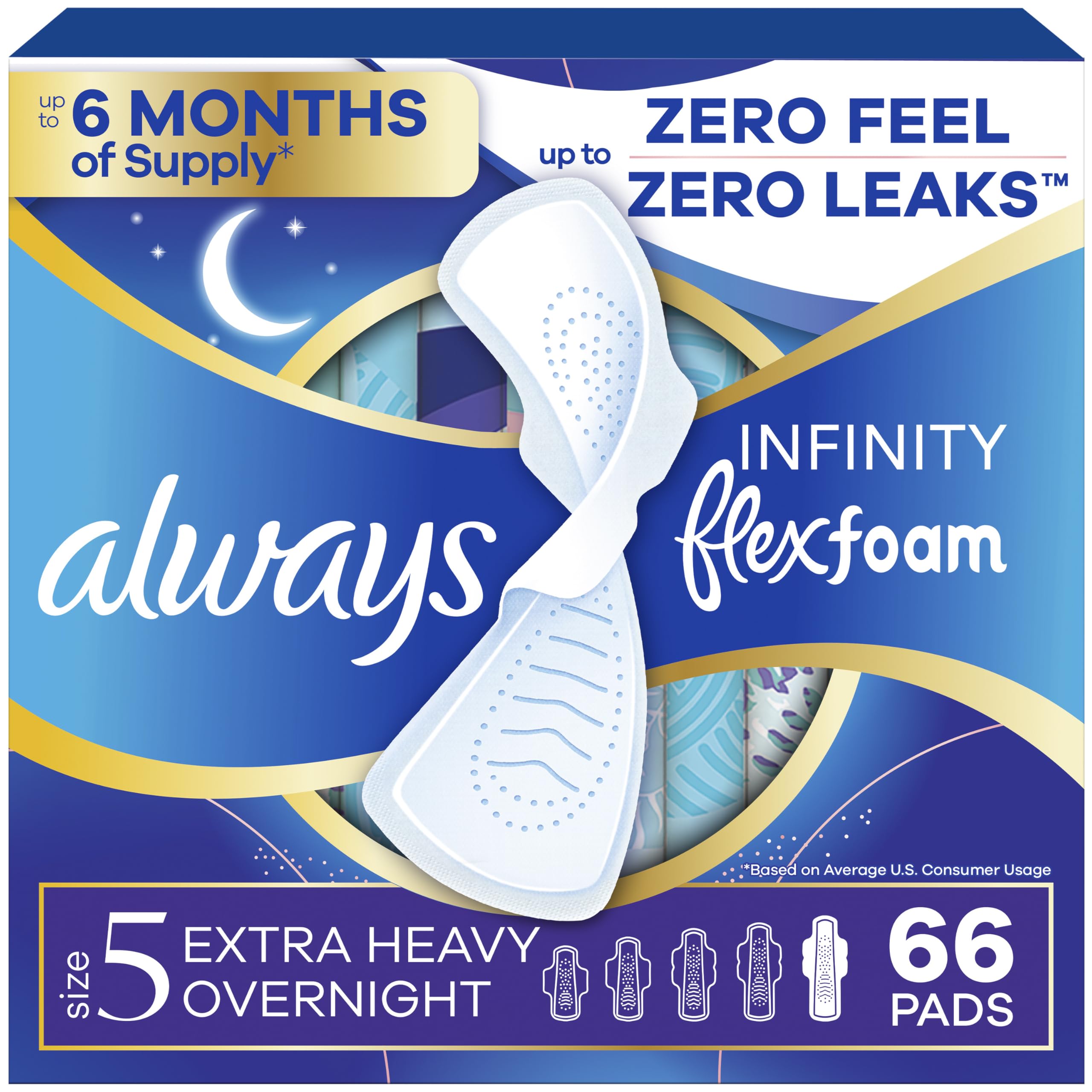 Always Infinity frontal del paquete mostrando la marca y conteo, protección nocturna