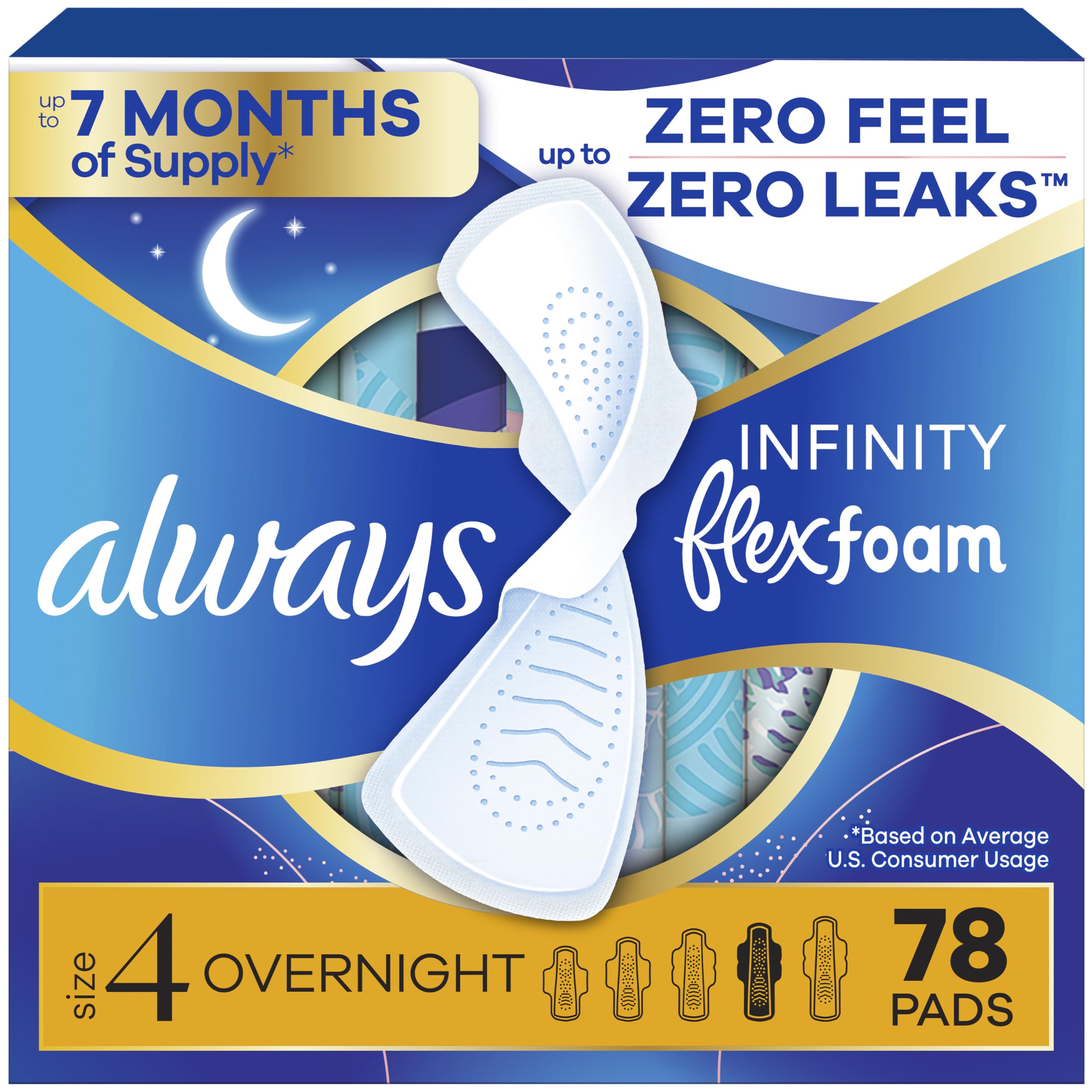 Always Infinity frontal del paquete mostrando la cantidad y talla, protección inmediata