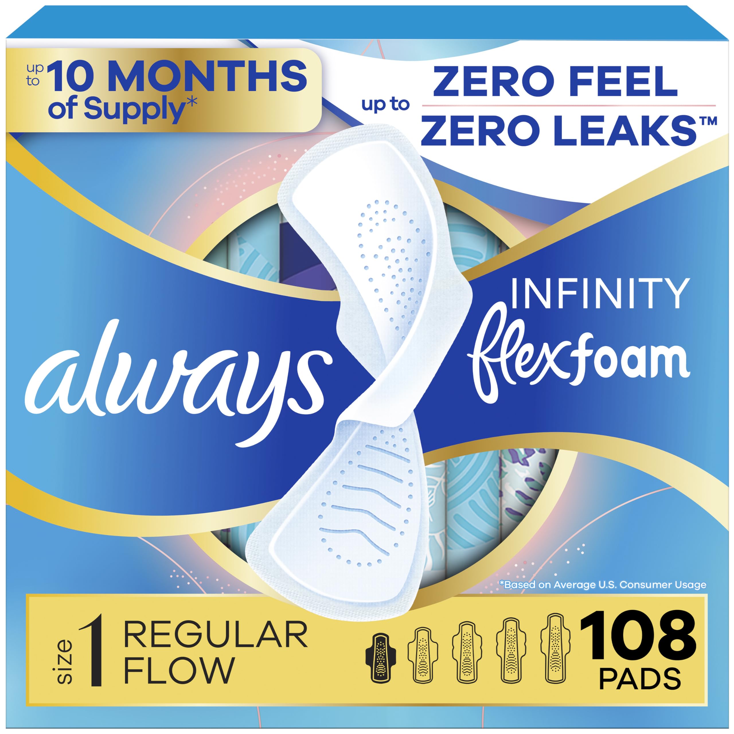 Always Infinity paquete frontal mostrando cantidad y diseño, comodidad diaria