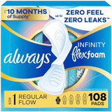 Always Infinity paquete frontal mostrando cantidad y diseño, comodidad diaria
