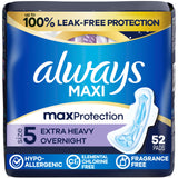 Always maxi empaque frontal que muestra protección nocturna