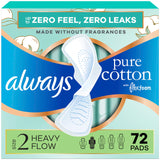 Always Pure Cotton vista frontal del empaquetado con beneficios visibles