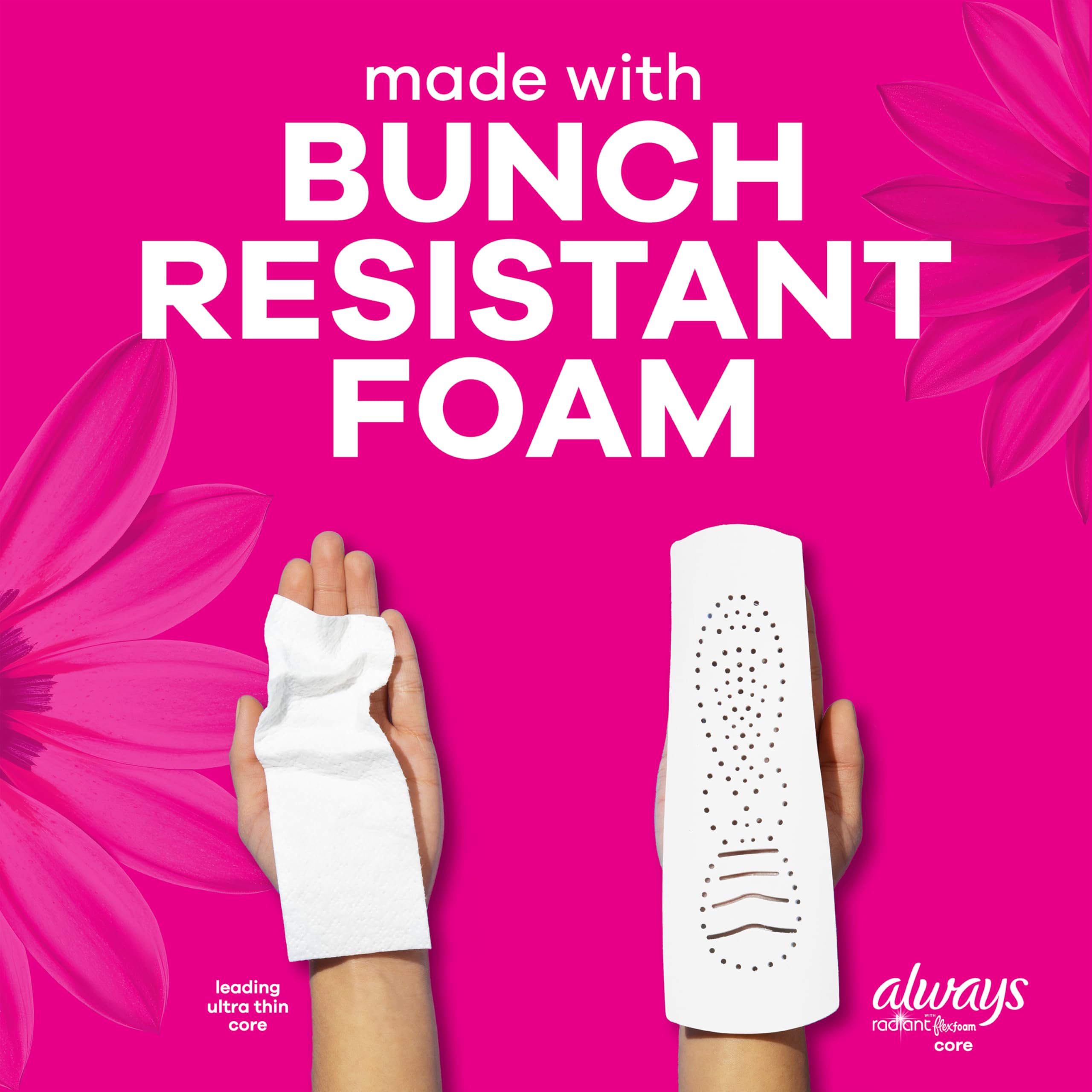 Mano abriendo paquete rápido de Always Radiant para acceso inmediato y discreto