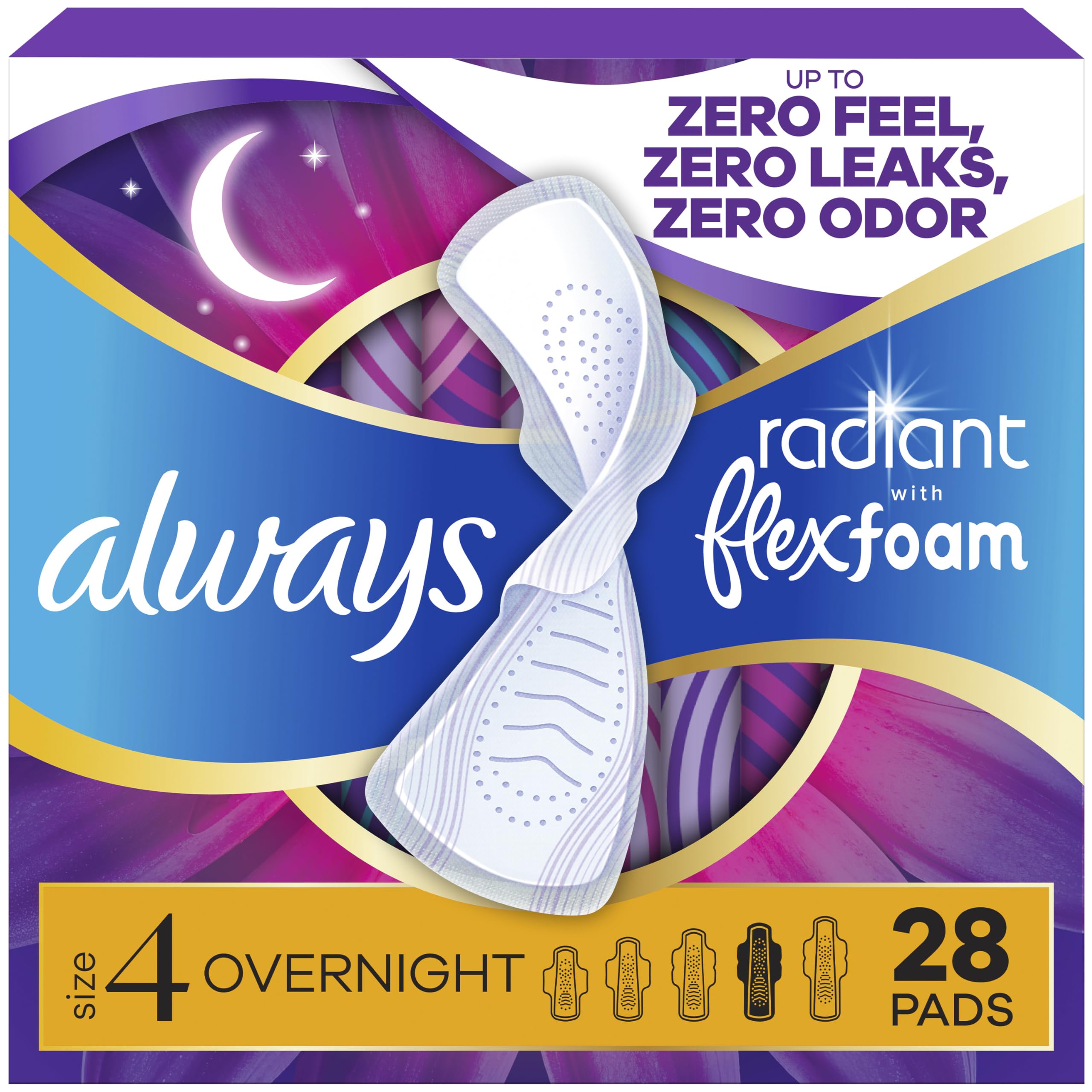 Always Radiant frontal del empaque mostrando unidad y beneficio protección