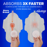 Always toalla en uso dentro de la ropa interior para discreción